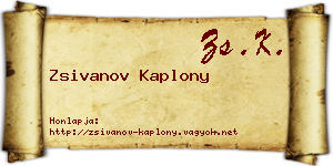Zsivanov Kaplony névjegykártya